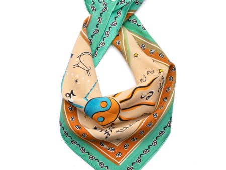 Printed Square Scarf | Astro Turquoise For Sale