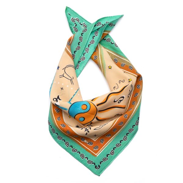 Printed Square Scarf | Astro Turquoise For Sale