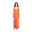 Lace Applique High Slit Tea Length Slip | Tangerine For Discount