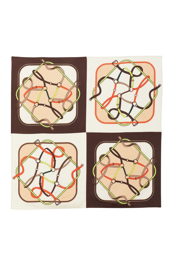 Belt Detail Silk Scarf | Ivory Multi For Discount