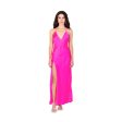 High Slit Deep V Halter Maxi | Hot Fuschia Online Hot Sale