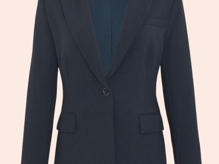 Stretch Crepe Contrast Detail Blazer | Navy Cheap