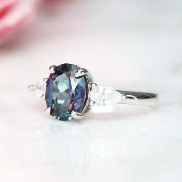 Olivia Teal Alexandrite Ring- Sterling Silver For Sale