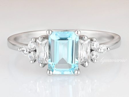 Amelia Natural Aquamarine Engagement Ring- 14K White Gold Supply