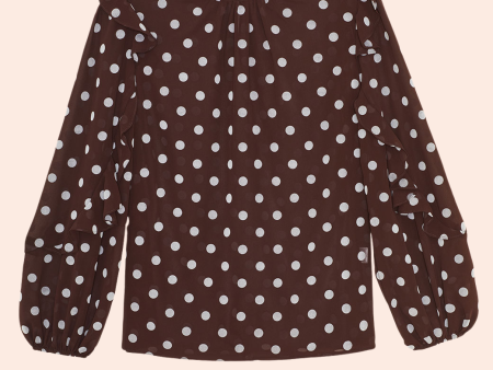 Dotted Velvet Ruffle Blouse | Chestnut Multi Supply