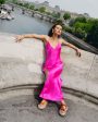 High Slit Deep V Halter Maxi | Hot Fuschia Online Hot Sale