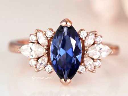 Adeline Ceylon Marquise Sapphire Ring- 14K Rose Gold Vermeil Supply