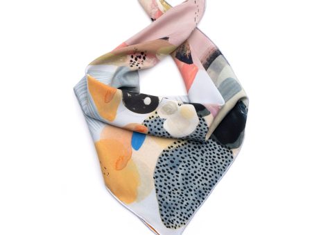 Printed Square Scarf | Blue Abstract Cheap