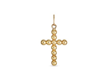 Beaded Cross Charm | 10K Yellow Gold For Cheap