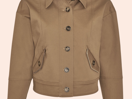 Cotton Twill Leather Trim Jacket | Camel Online Hot Sale