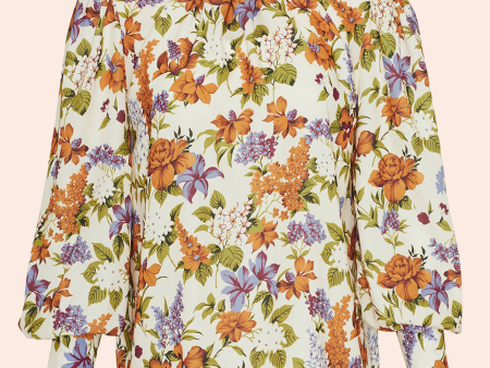 Floral Printed Crepe Pleated Neck Top | Ginger Multi Supply