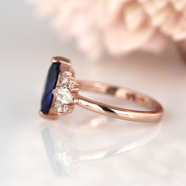 Adeline Ceylon Marquise Sapphire Ring- 14K Rose Gold Vermeil Supply