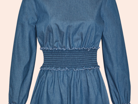 Chambray Smocked Top | Blue Online