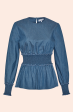 Chambray Smocked Top | Blue Online