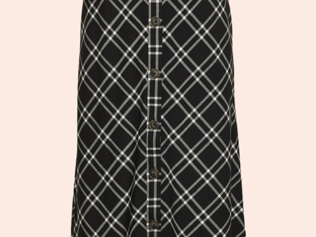 Oversized Plaid Midi Skirt | Black White Sale