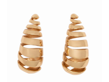 Pludo Spiral Earrings | Brass Plated Gold For Sale