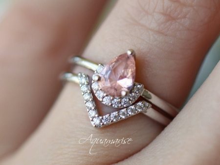 Aria Morganite Ring Set- Sterling Silver For Sale