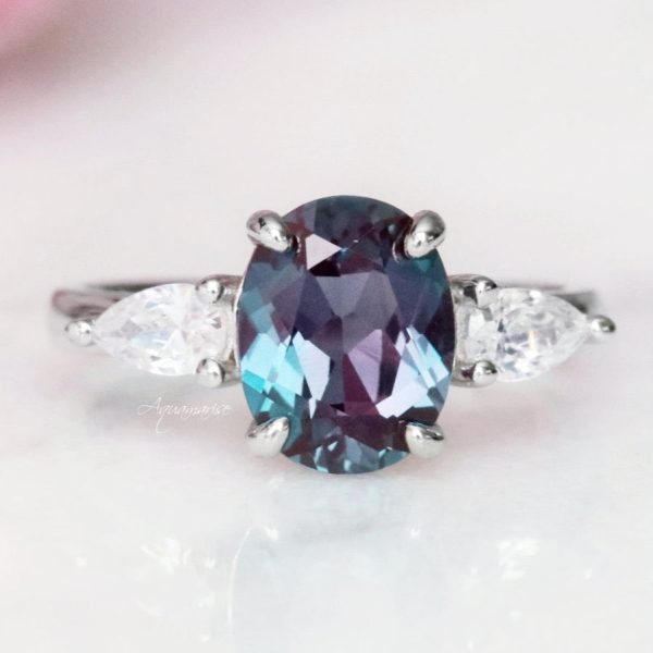 Olivia Teal Alexandrite Ring- Sterling Silver For Sale