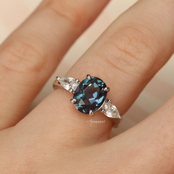 Olivia Teal Alexandrite Ring- Sterling Silver For Sale