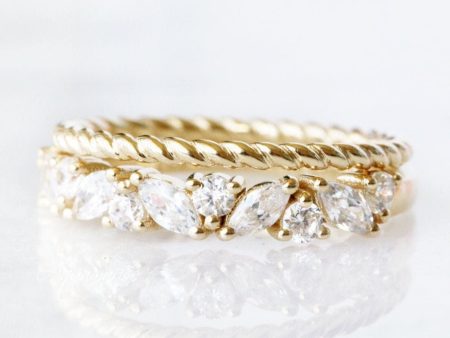 Willow White Sapphire Stacking Ring Set- 14K Yellow Gold Vermeil Online Sale