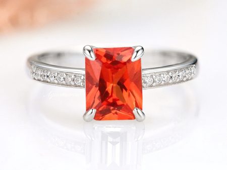 Ava Padparadscha Orange Sapphire Ring- Sterling Silver Supply