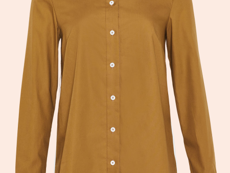 Cotton Poplin Button Down Top | Camel Multi Discount