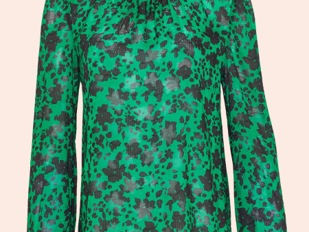 Floral Jacquard High Neck Top | Emerald Multi Cheap