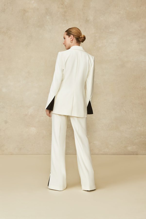 Stretch Crepe Contrast Detail Pant | Ivory Online Hot Sale