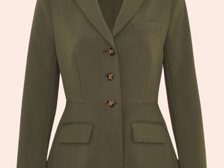 Stretch Crepe Jacket | Olive Hot on Sale