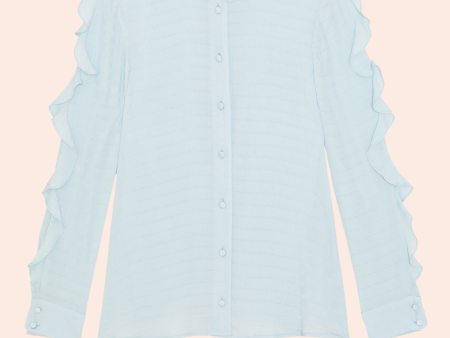 Striped Crepe Ruffle Detail Blouse | Ice Supply