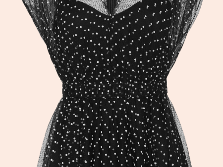 Dotted Tulle Peplum Top | Black Cheap