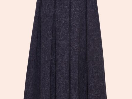 Stretch Denim Pleated Skirt | Midnight Cheap