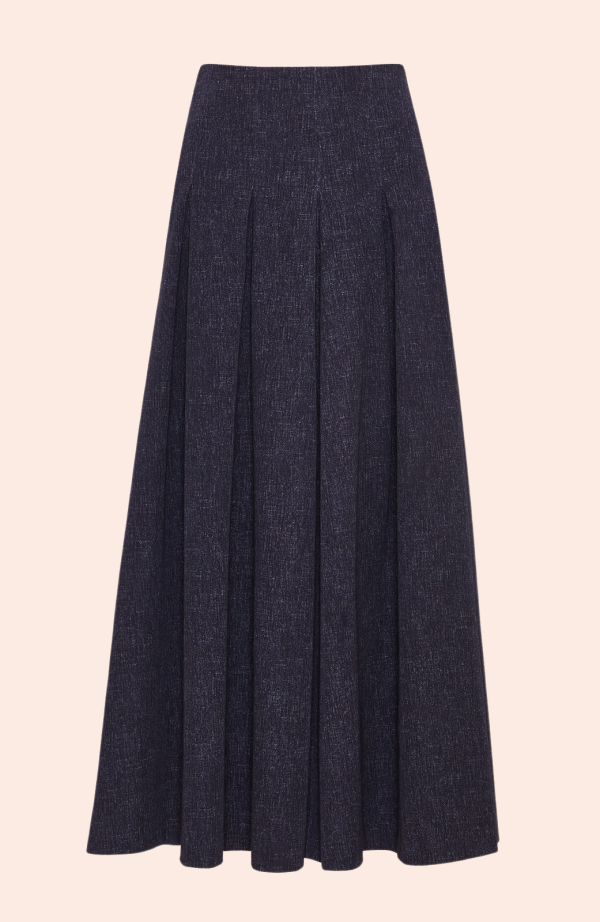 Stretch Denim Pleated Skirt | Midnight Cheap