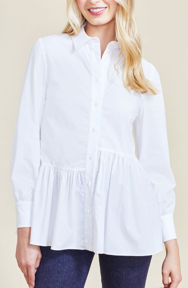 Cotton Poplin Asymmetrical Top | White Online