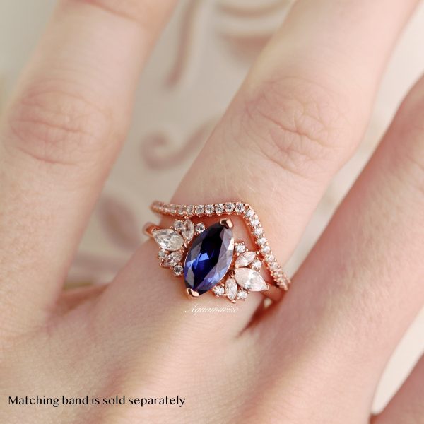 Adeline Ceylon Marquise Sapphire Ring- 14K Rose Gold Vermeil Supply