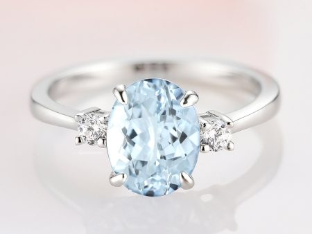 Everly Oval Cut Aquamarine Ring- 925 Sterling Silver Online Hot Sale