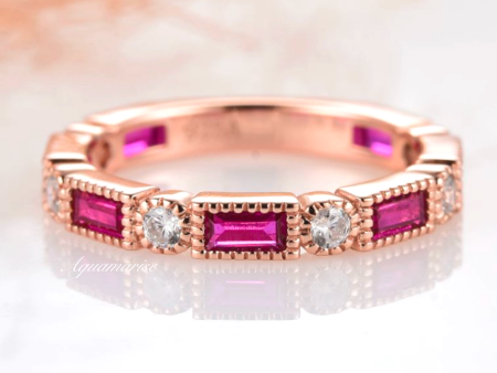 Ari Vintage Ruby Band- 14K Rose Gold Vermeil Discount