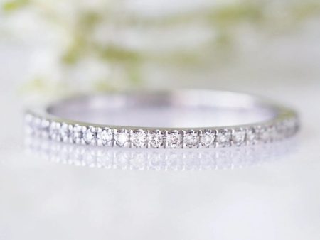 1.5MM Petite Diamond Wedding Band- 10K  14K  18K White Gold For Discount