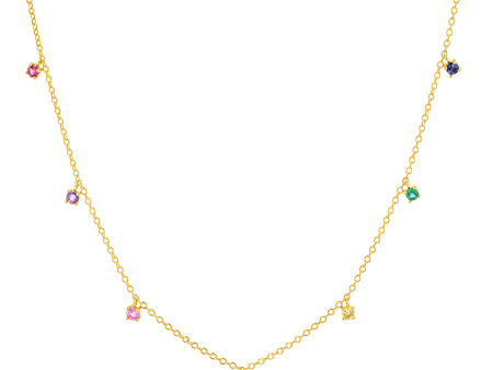 Kids Rainbow Gemstone Drop Necklace Fashion