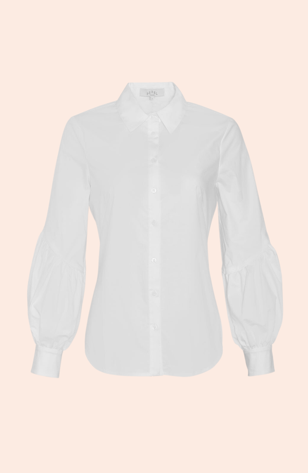 Cotton Poplin Shirred Detail Top | White For Sale