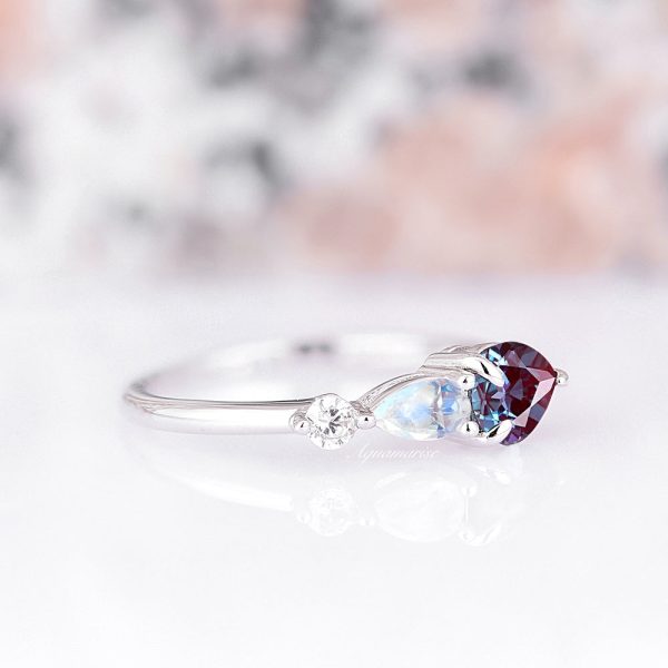 Alexandrite & Moonstone Ring- 925 Sterling Silver on Sale