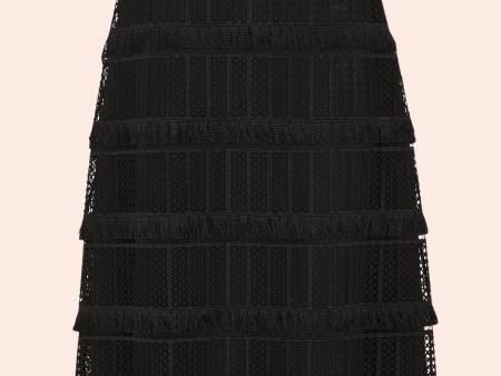 Fringe Lace Midi Skirt | Black Online Sale