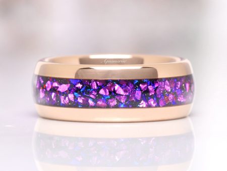 Amethyst & Starry Night Wedding Band- 8MM Rose Gold Tungsten Online