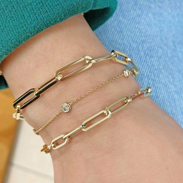 14K Grand Paper Clip Chain Bracelet Supply