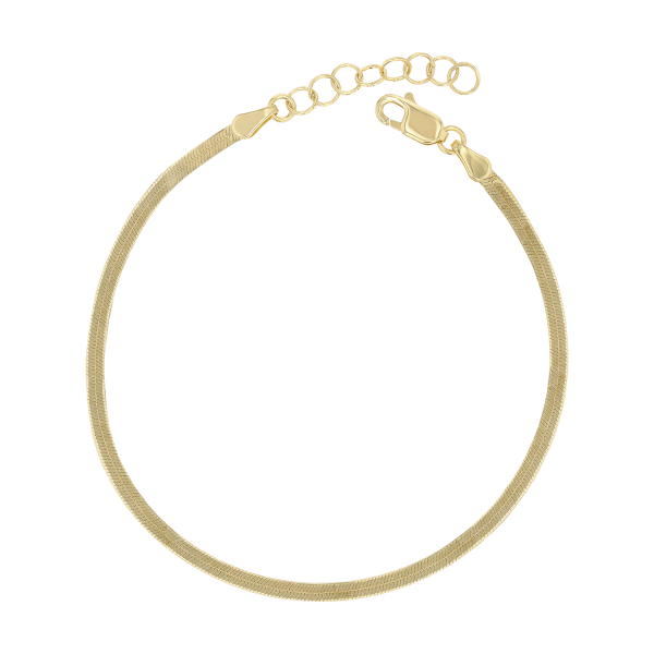 14K Gold Thin Herringbone Bracelet 3mm Online Hot Sale