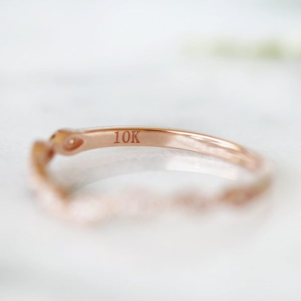 Luxe Custom Curved Wedding Band- 10K 14K 18K Solid Rose Gold Discount