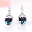 Oval Halo Alexandrite Earrings- Sterling Silver Hot on Sale