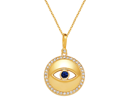 Round Diamond Evil Eye Necklace Cheap