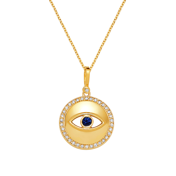 Round Diamond Evil Eye Necklace Cheap