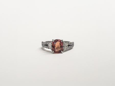 2.5ct Orange Sapphire and Diamond Platinum Ring Online Hot Sale